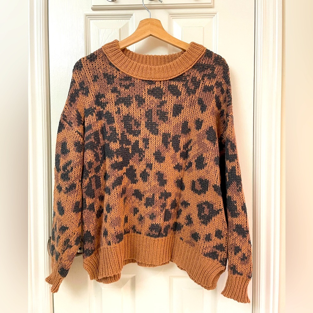 Leopard Print Slouchy Sweater